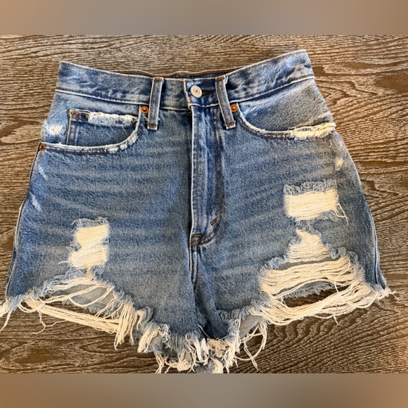 Abercrombie & Fitch Pants - Abercrombie & Fitch Light Blue Distressed Denim Shorts